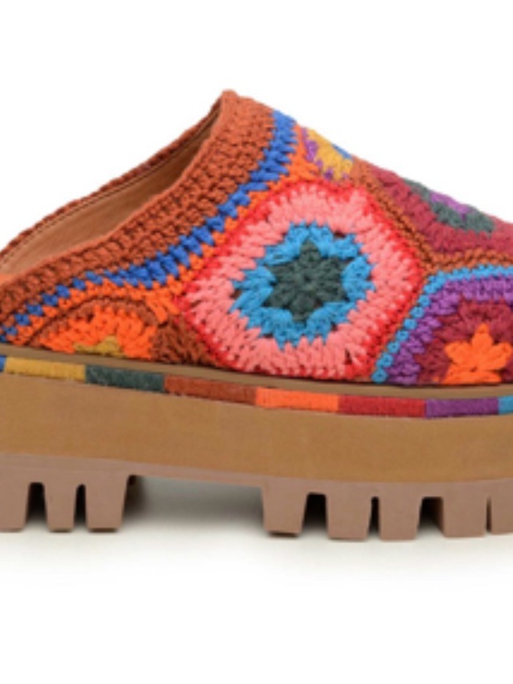 FARM Rio Multicolor Crochet Platform Mules